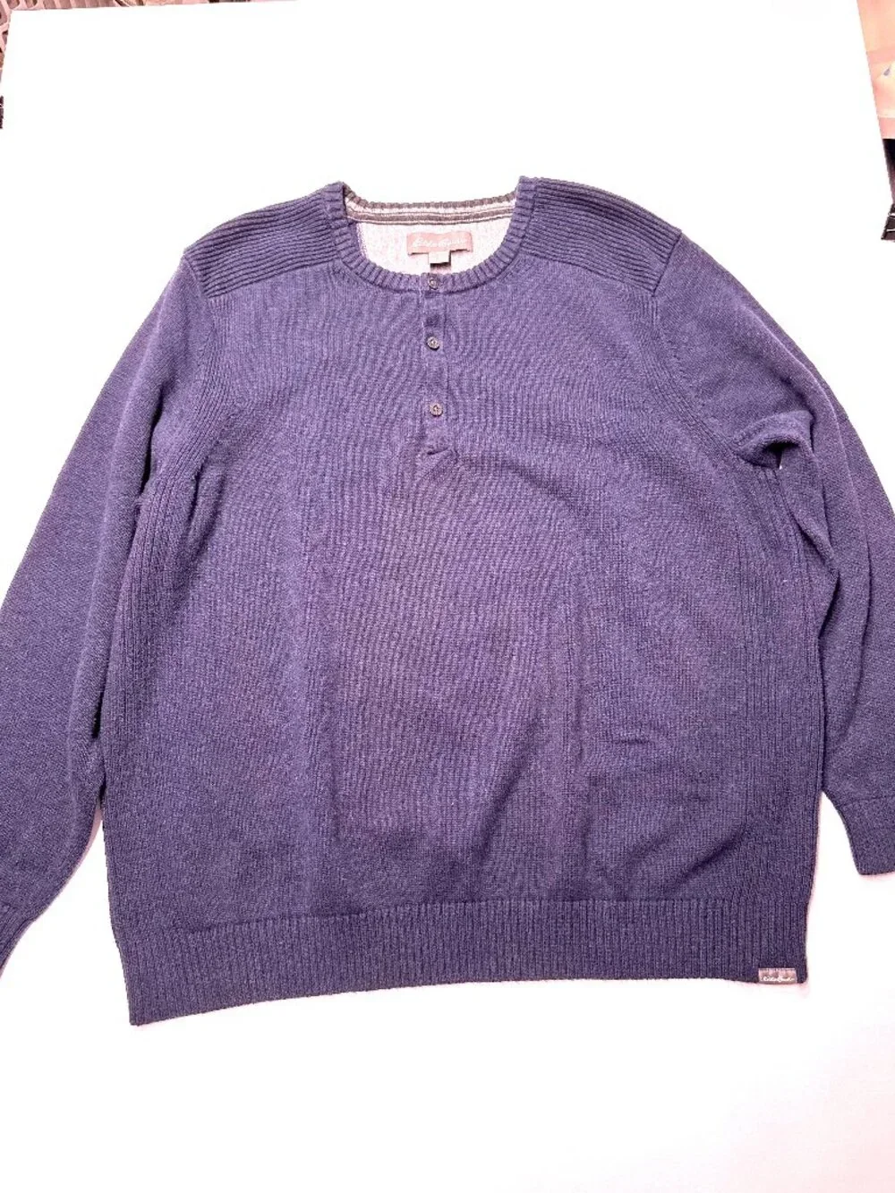 Eddie Bauer Men's Pullover Henly Sweater Dark Navy Blue 2XL
